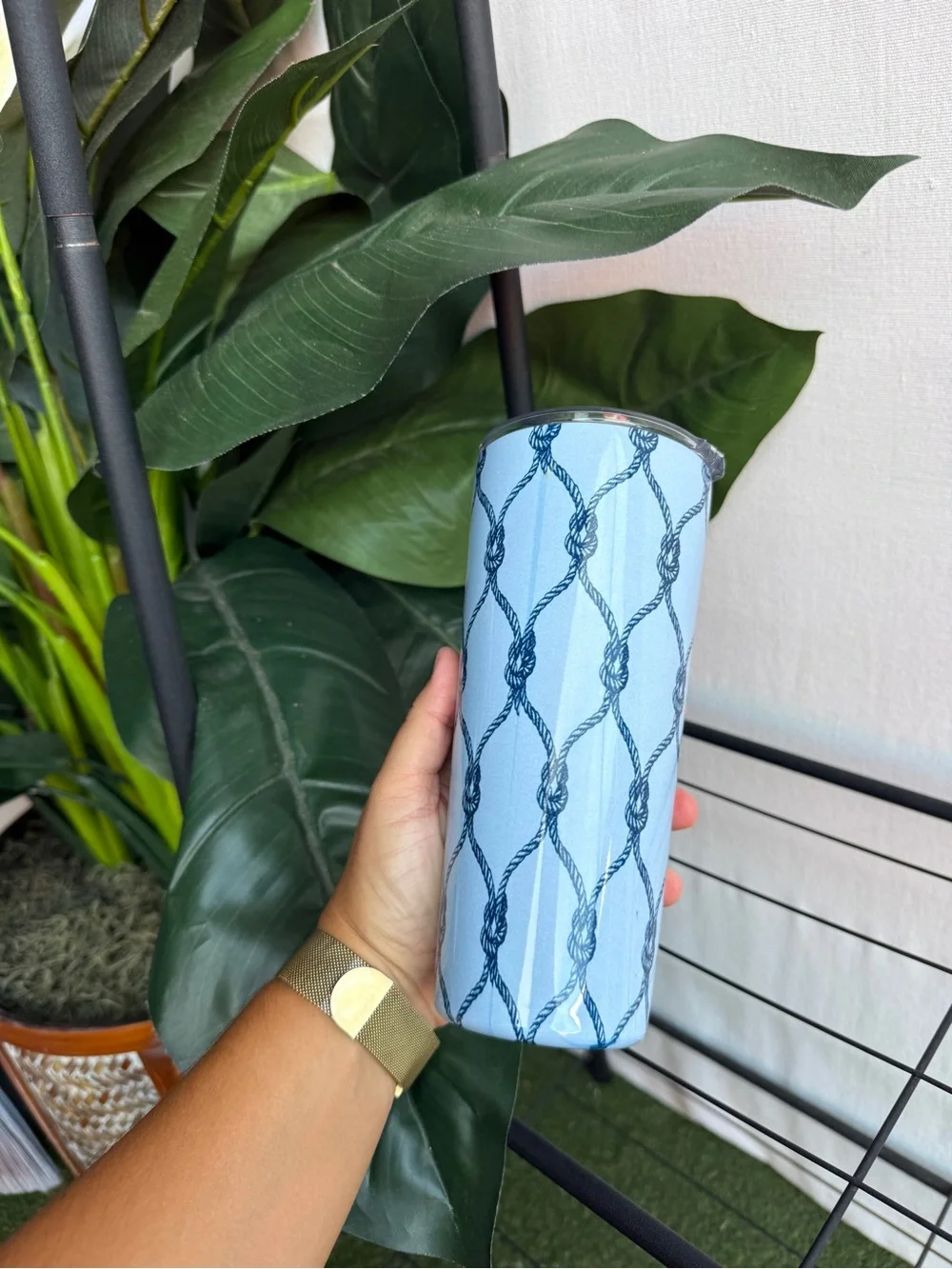 'I used to have money, now I have a boat' Nautical Knot Print Travel Tumbler